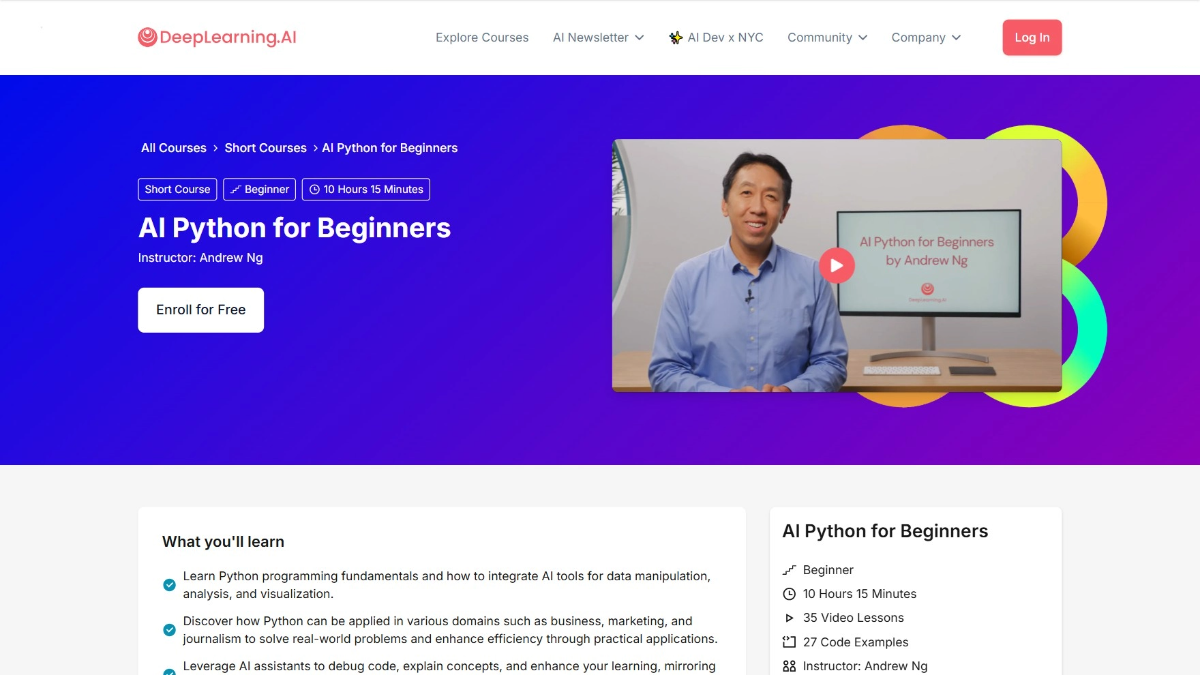 吴恩达的AI Python入门免费课程