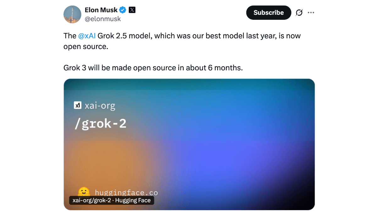 Grok 2.5 - 埃隆·马斯克旗下xAI公司开源的AI模型