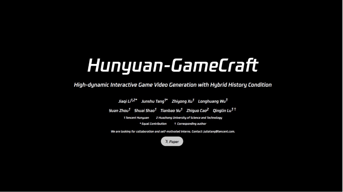 Hunyuan-GameCraft - 腾讯混元开源的游戏AI视频生成框架