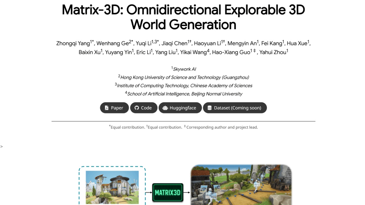 Matrix-3D - 昆仑万维最新推出的全景3D世界生成框架