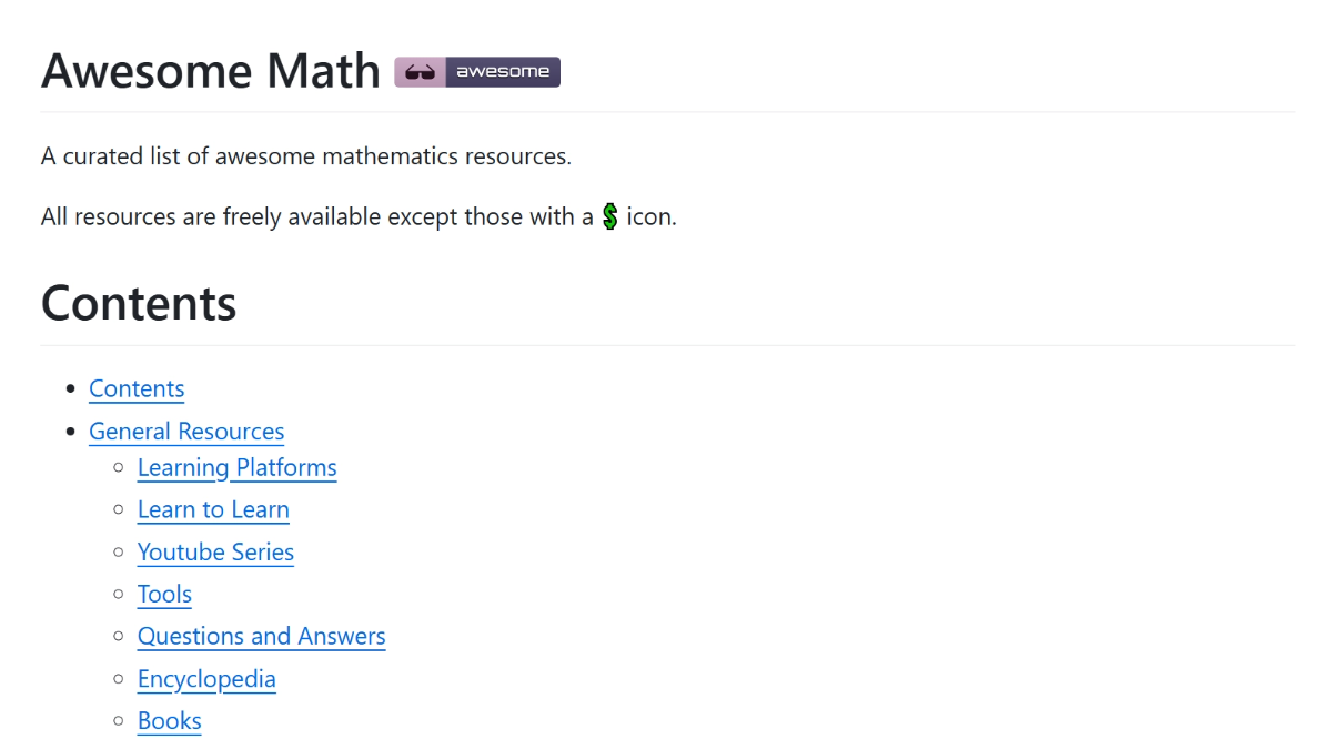 Awesome Math - 免费的数学资源学习大全