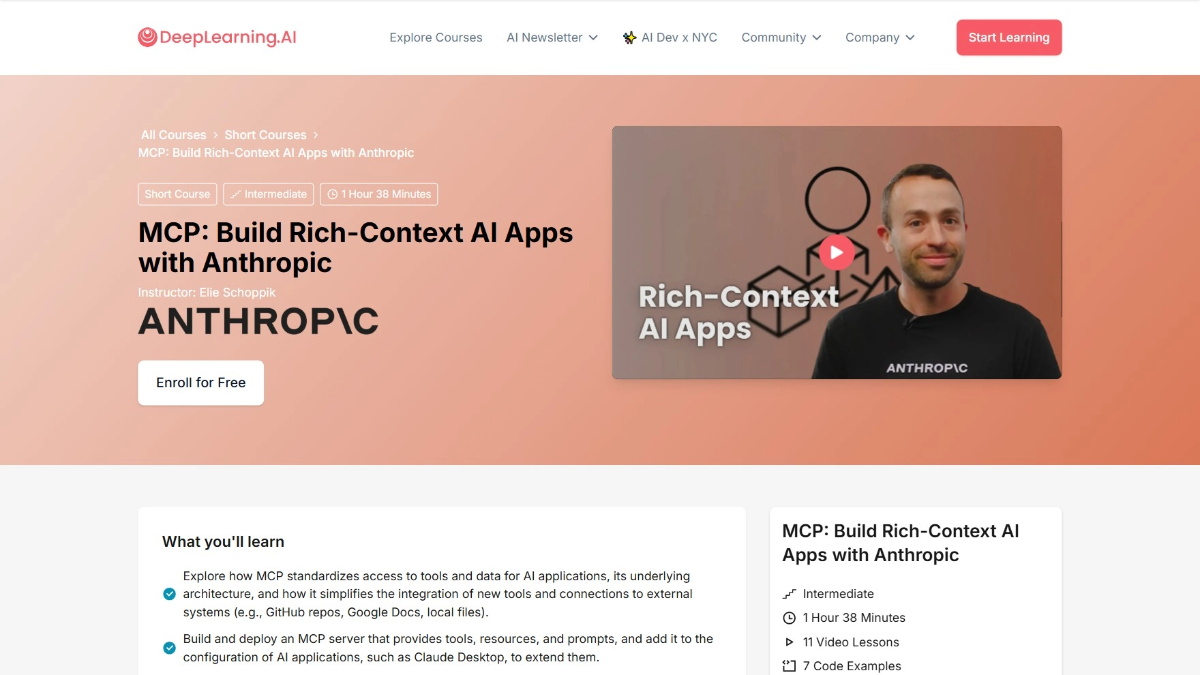 吴恩达的《MCP:使用Anthropic构建富上下文AI应用》课程